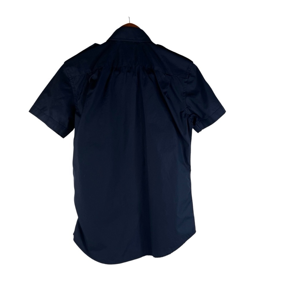Teddy Stratford NYC Short Sleeve Button Up with Zip Shirt Mens Size 0 or XS Navy - Picture 2 of 8